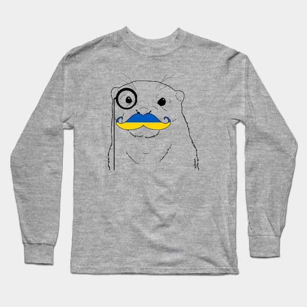 Mustache Flag Ukraine Long Sleeve T-Shirt by otterglot